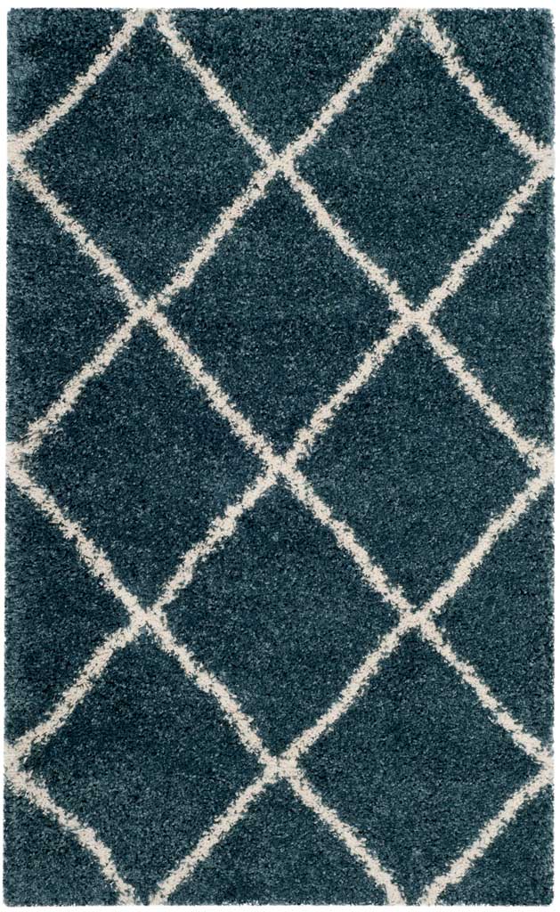 Hudson Shag Diamond Slate Blue/Ivory Area Rug - Image 5