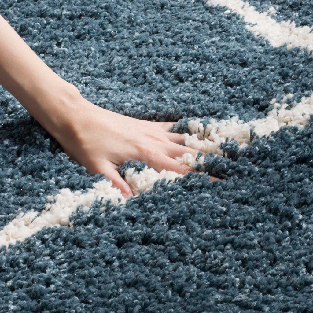 Hudson Shag Diamond Slate Blue/Ivory Area Rug - Image 7