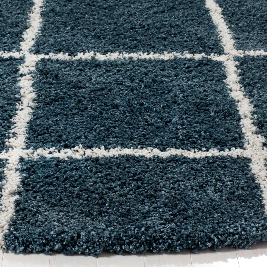 Hudson Shag Diamond Slate Blue/Ivory Round Rug - Image 2