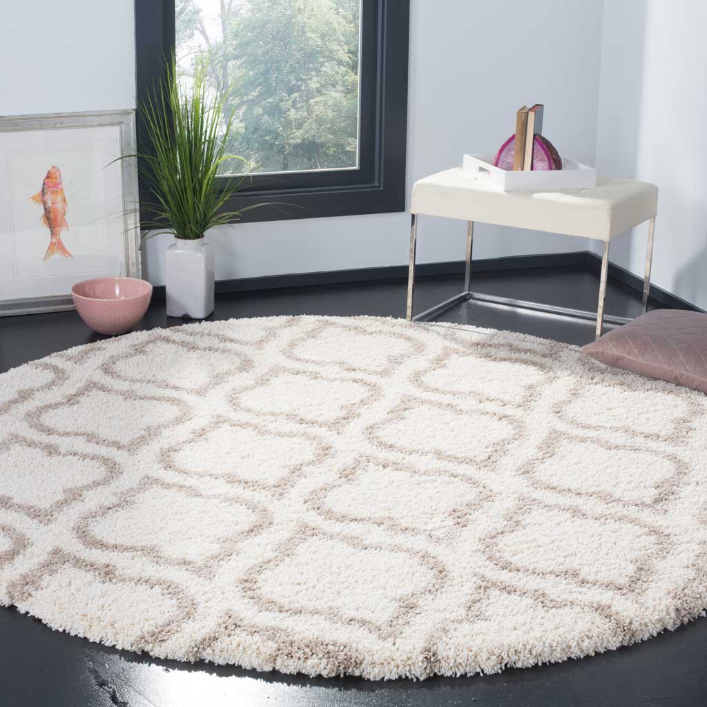 Hudson Shag Moroccan Ivory/Beige Round Rug - Image 3