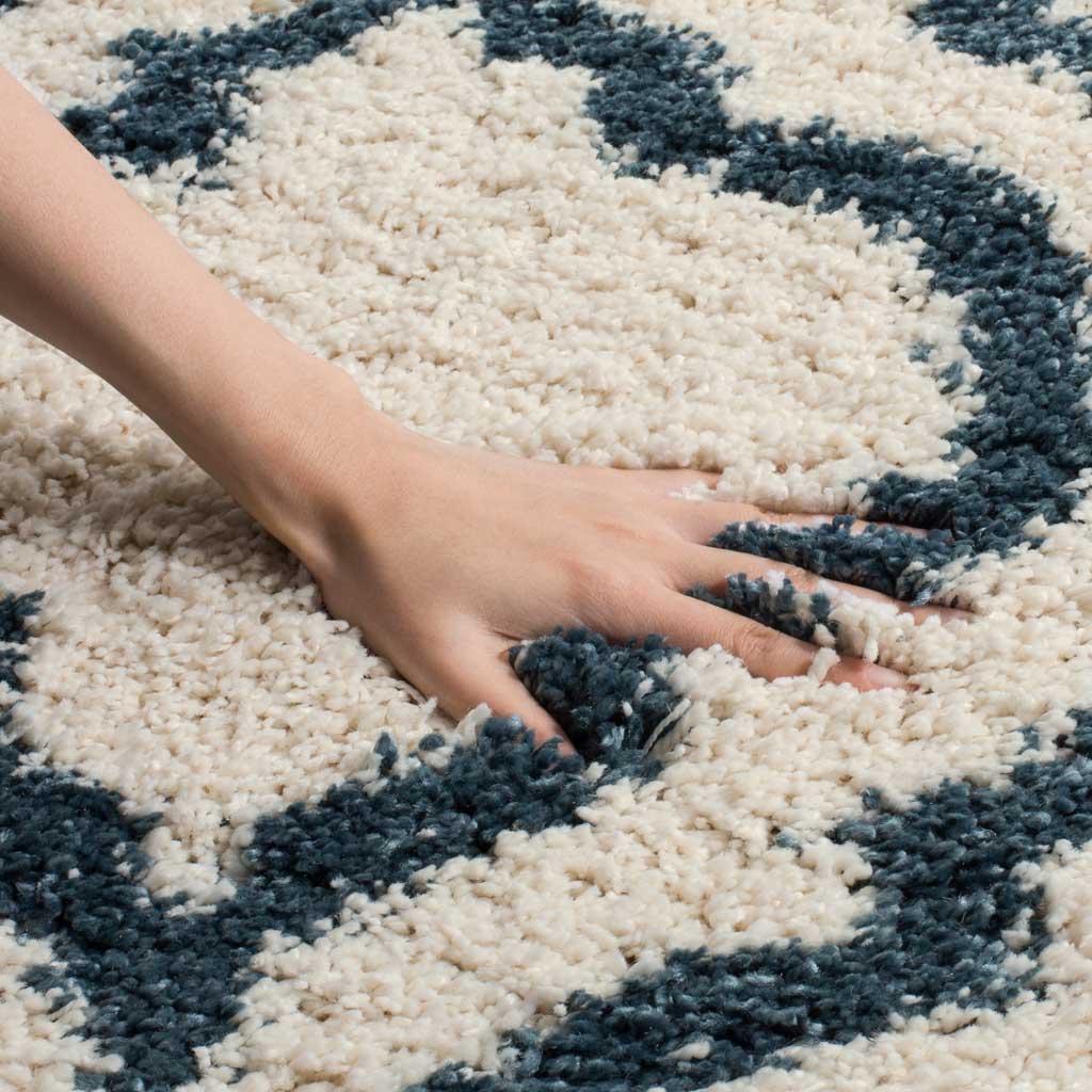 Hudson Shag Moroccan Ivory/Slate Blue Area Rug - Image 7