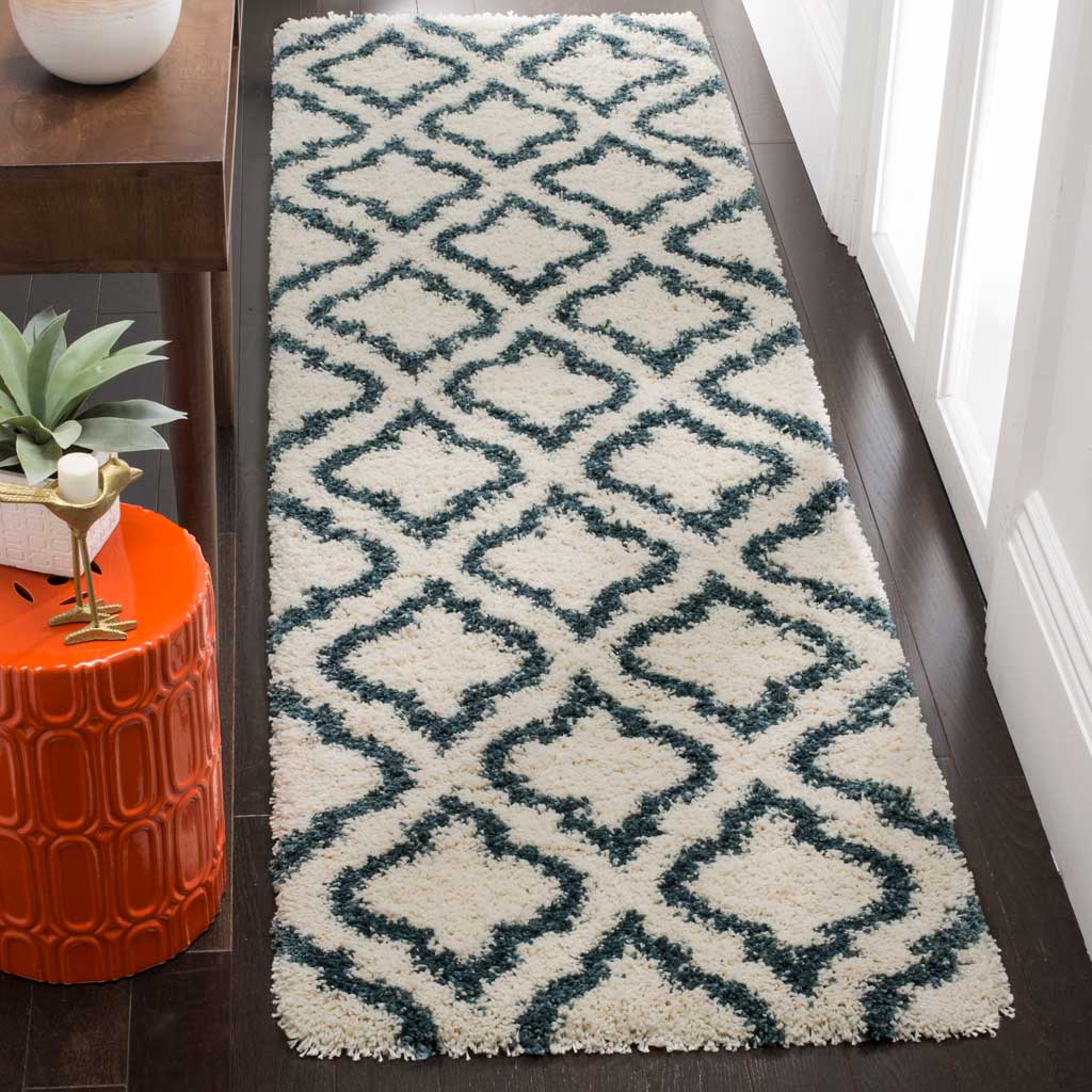 Hudson Shag Moroccan Ivory/Slate Blue Runner Rug - Image 2