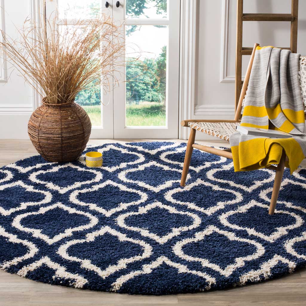 Hudson Shag Moroccan Navy/Ivory Round Rug - Image 3