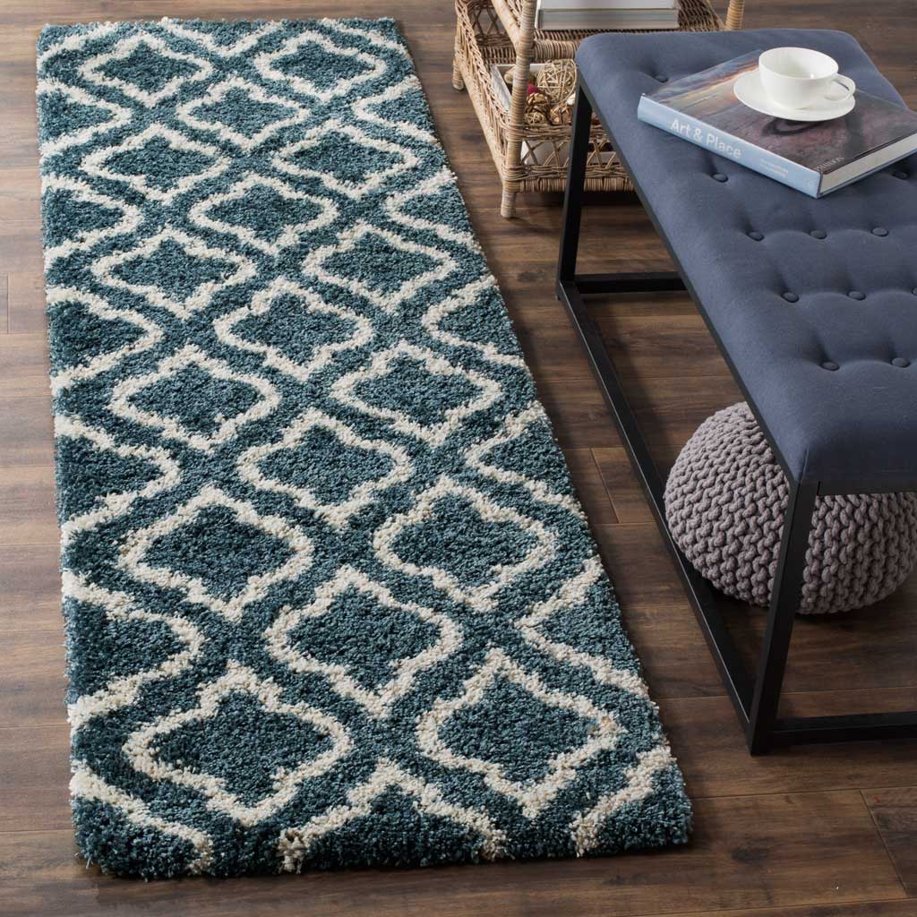 Hudson Shag Moroccan Slate Blue/Ivory Runner Rug - Image 2