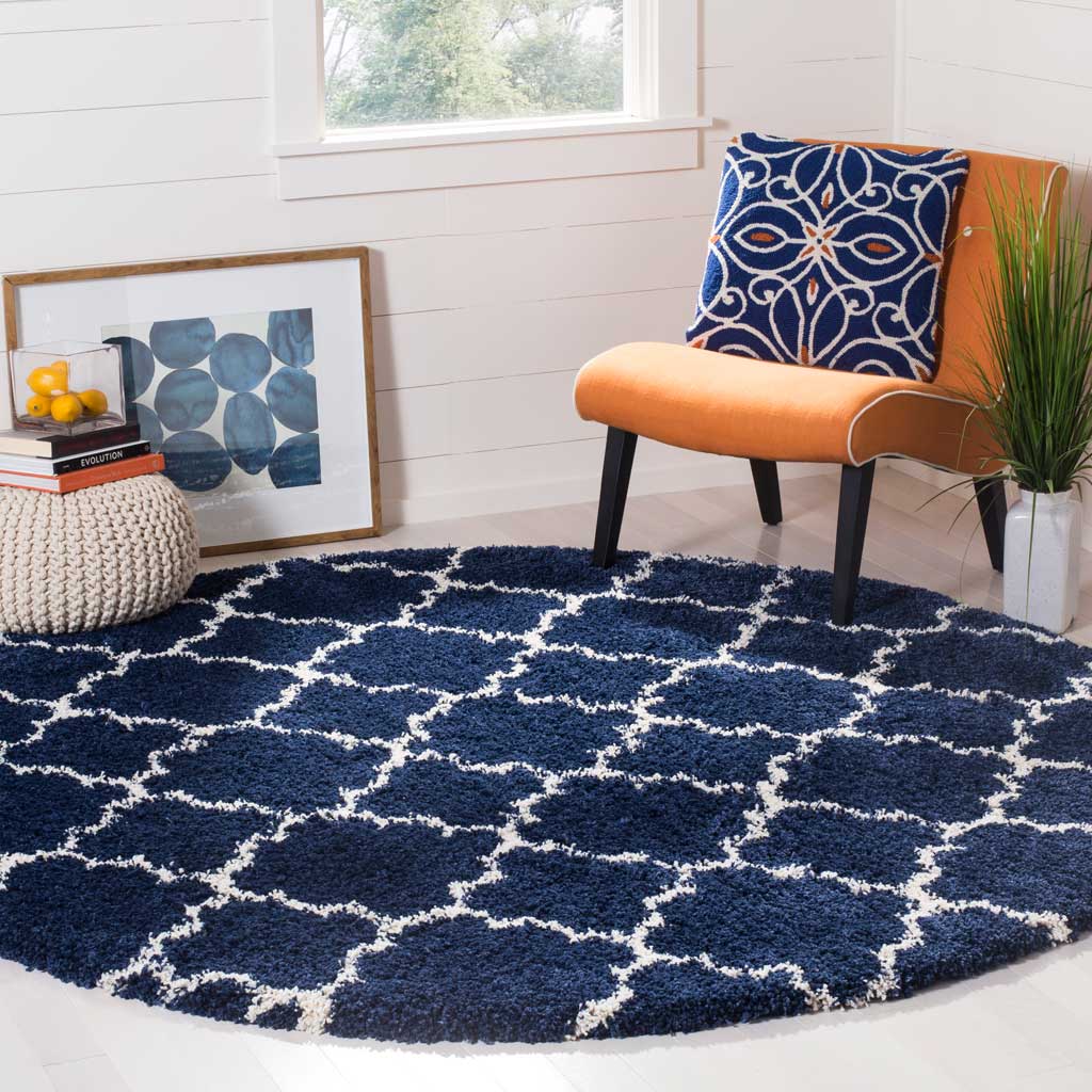 Hudson Shag Navy/Ivory Round Rug - Image 3