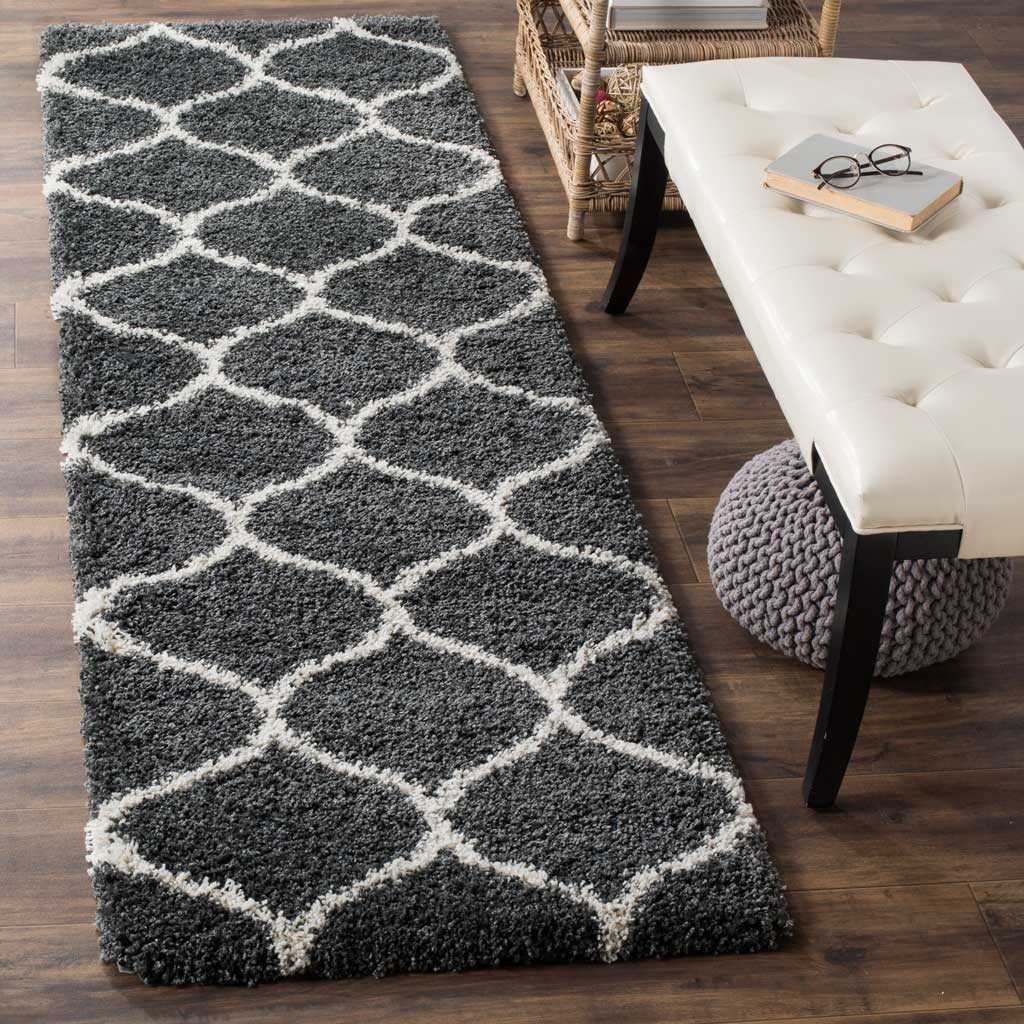 Hudson Shag Ogee Dark Gray/Ivory Runner Rug - Image 2
