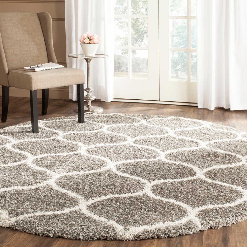 Hudson Shag Ogee Gray/Ivory Round Rug - Image 3