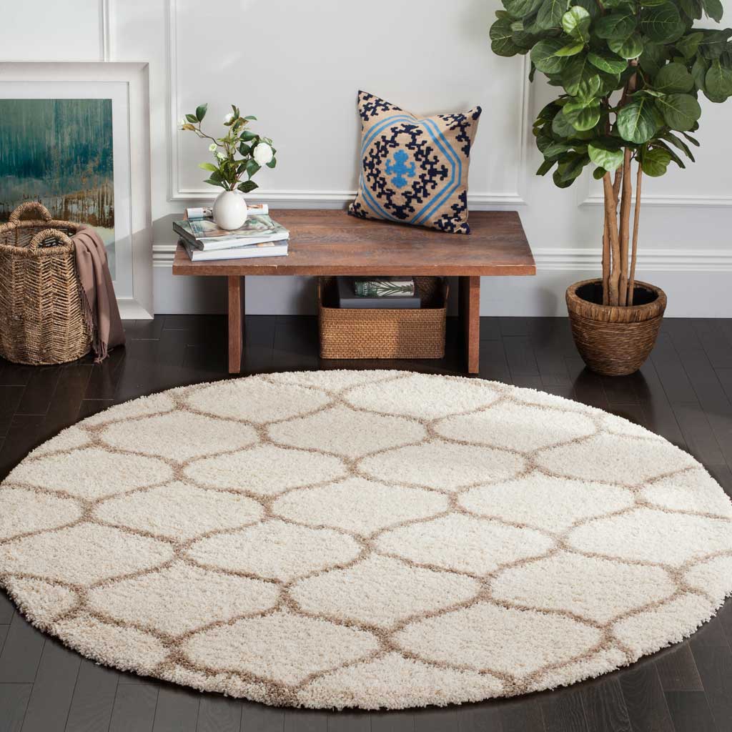 Hudson Shag Ogee Ivory/Beige Round Rug - Image 3