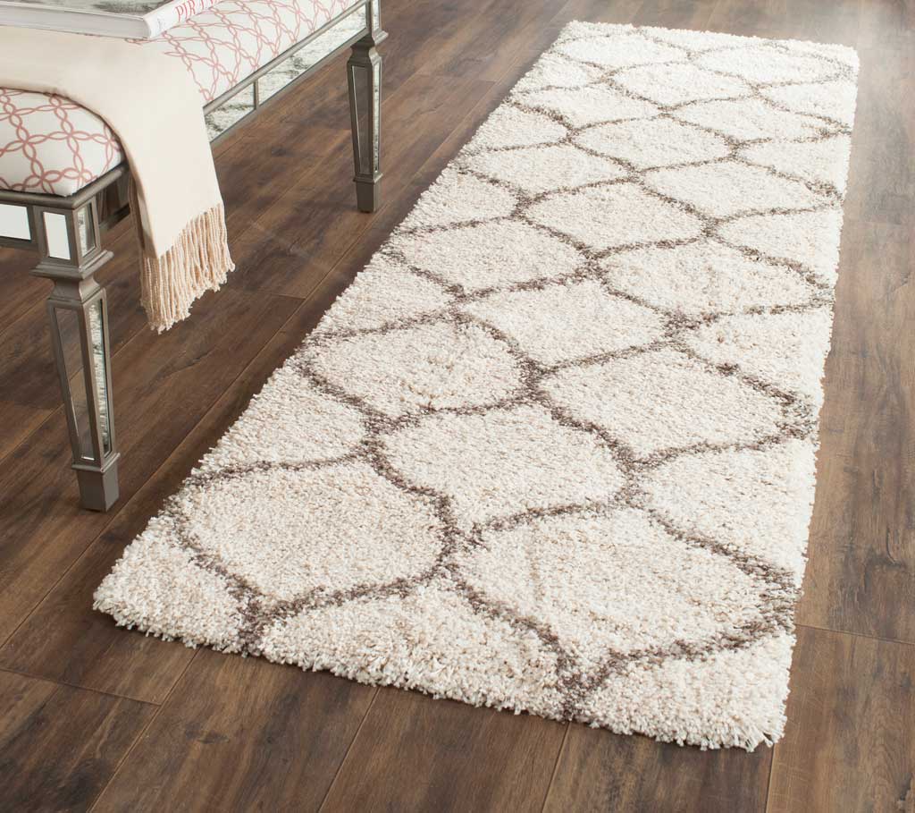 Hudson Shag Ogee Ivory/Gray Runner Rug - Image 3