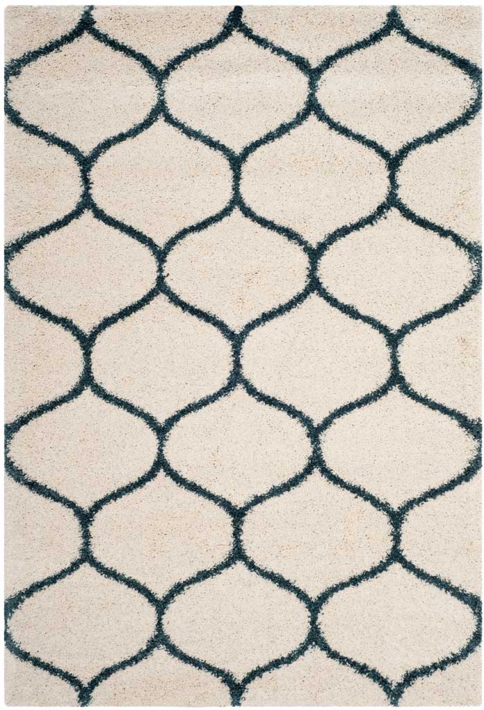 Hudson Shag Ogee Ivory/Slate Blue Area Rug - Image 3