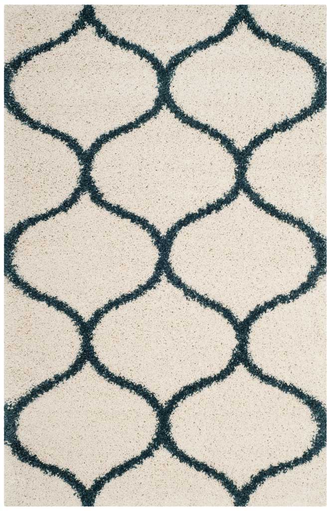 Hudson Shag Ogee Ivory/Slate Blue Area Rug - Image 4