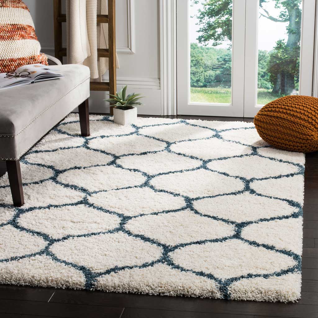 Hudson Shag Ogee Ivory/Slate Blue Area Rug - Image 9