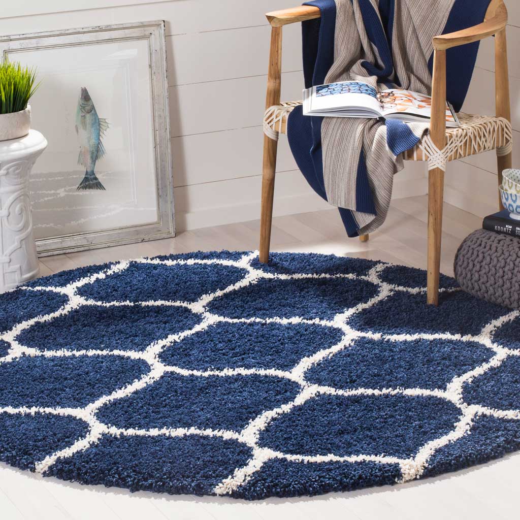Hudson Shag Ogee Navy/Ivory Round Rug - Image 3