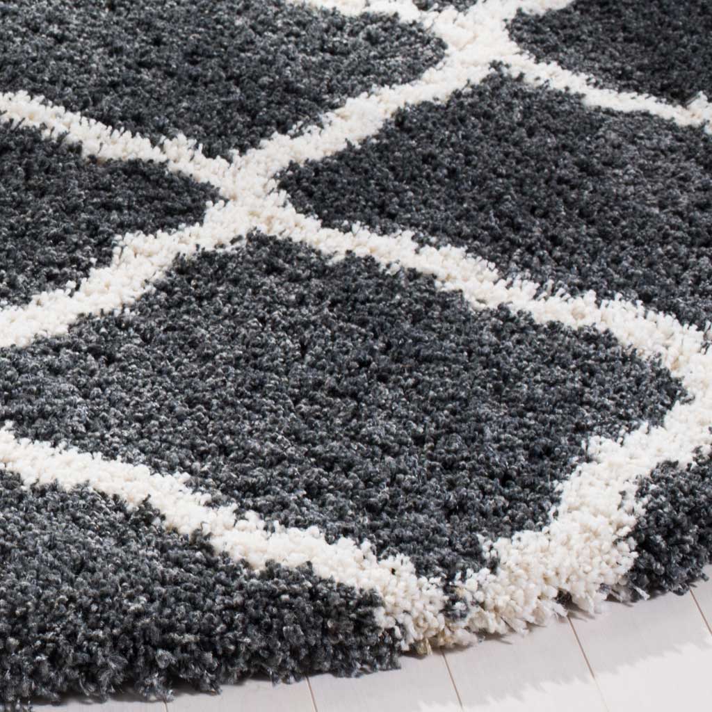 Hudson Shag Quatrefoil Dark Gray/Ivory Round Rug - Image 2