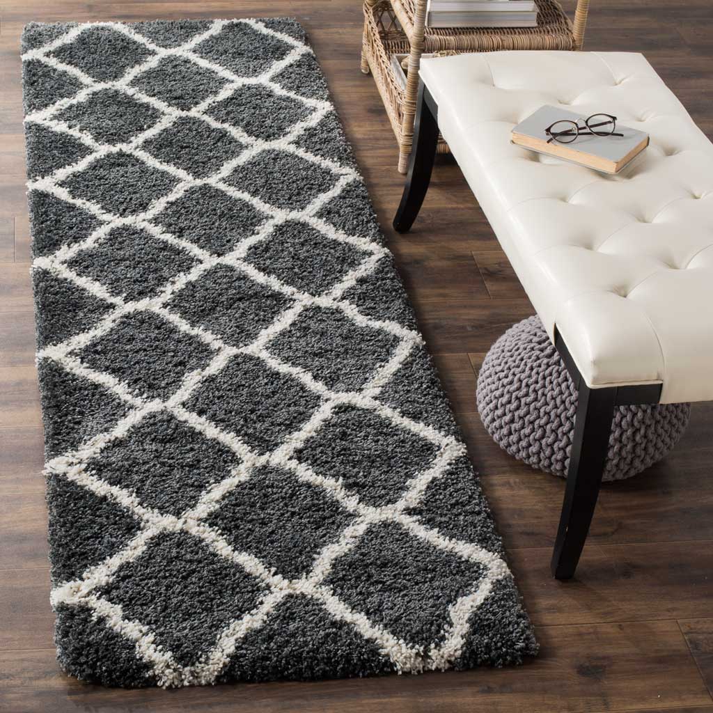 Hudson Shag Quatrefoil Dark Gray/Ivory Runner Rug - Image 2