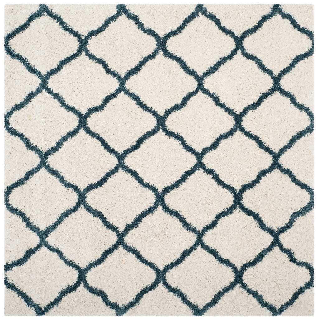 Hudson Shag Quatrefoil Ivory/Slate Blue Area Rug - Image 2