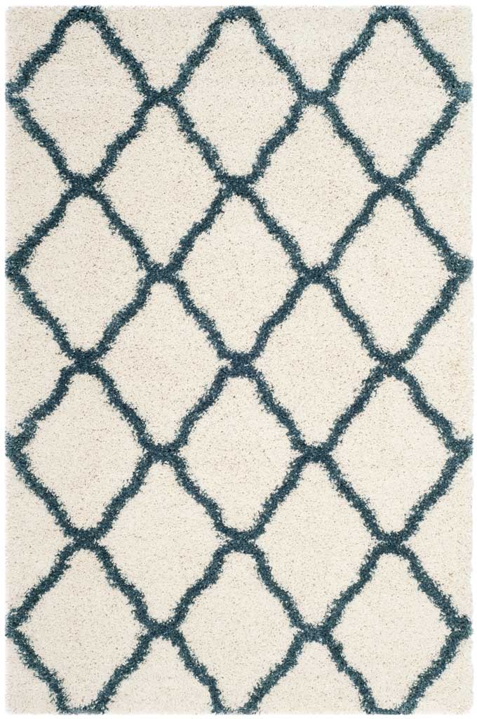 Hudson Shag Quatrefoil Ivory/Slate Blue Area Rug - Image 4