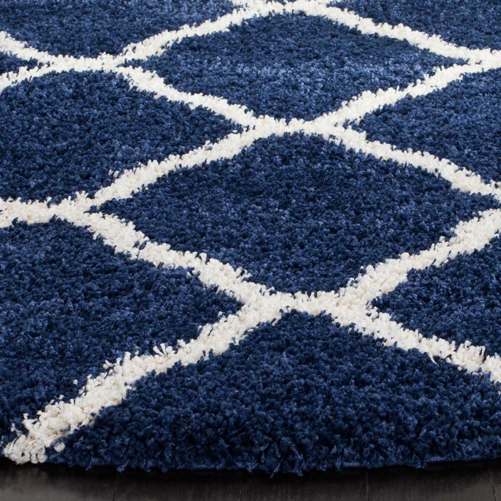 Hudson Shag Quatrefoil Navy/Ivory Round Rug - Image 2