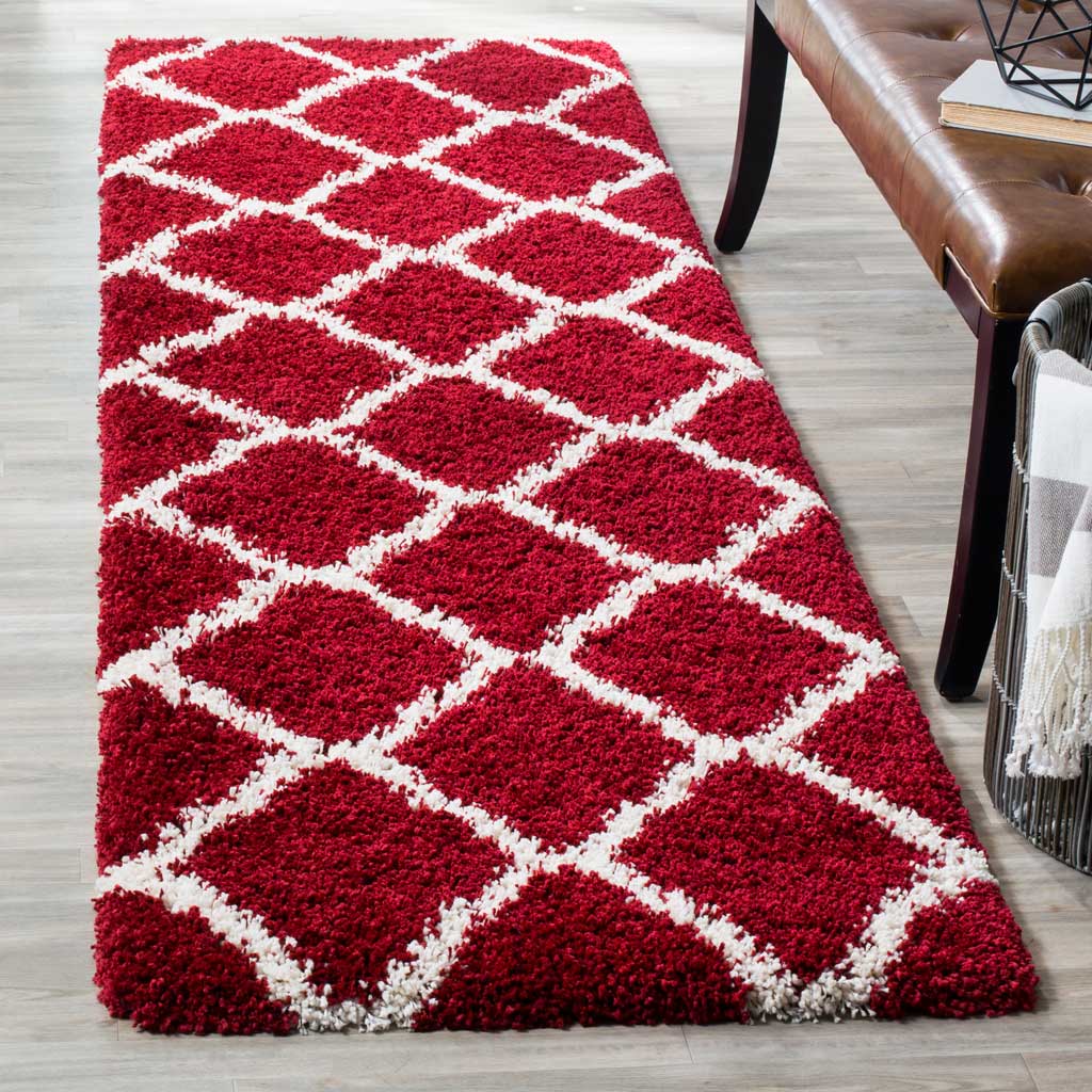 Hudson Shag Quatrefoil Red/Ivory Runner Rug - Image 2