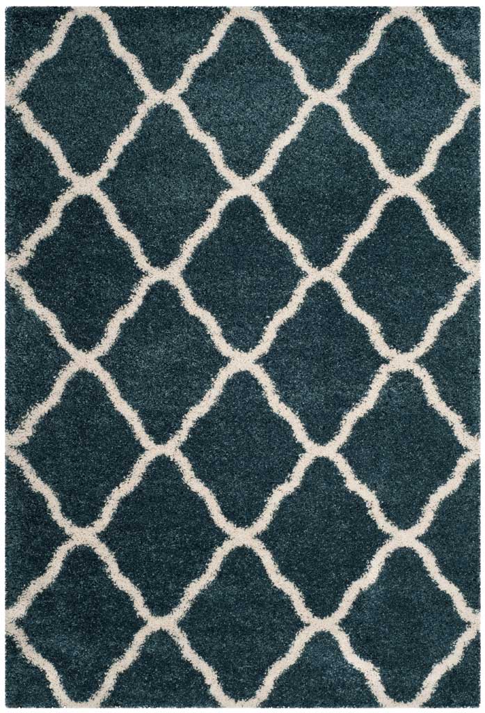 Hudson Shag Quatrefoil Slate Blue/Ivory Area Rug - Image 2