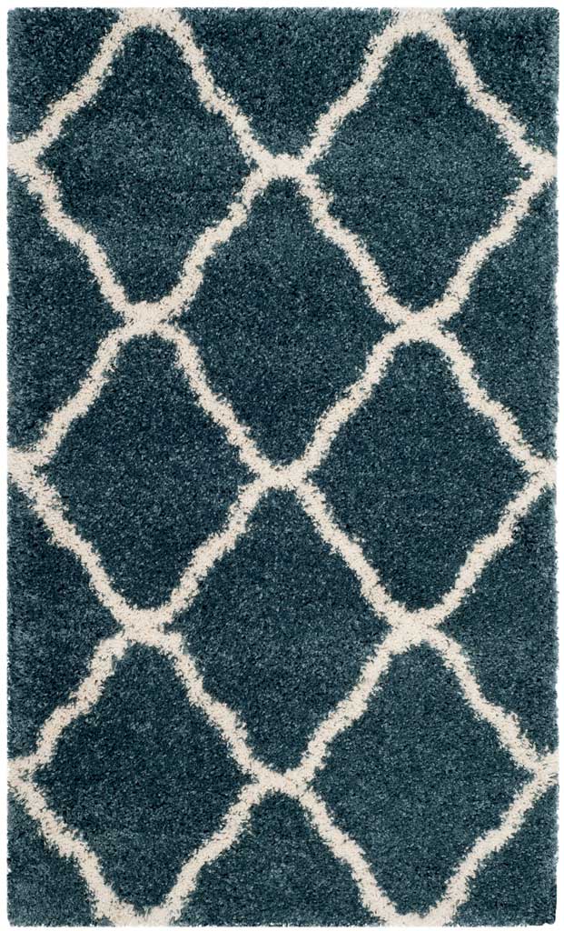 Hudson Shag Quatrefoil Slate Blue/Ivory Area Rug - Image 4