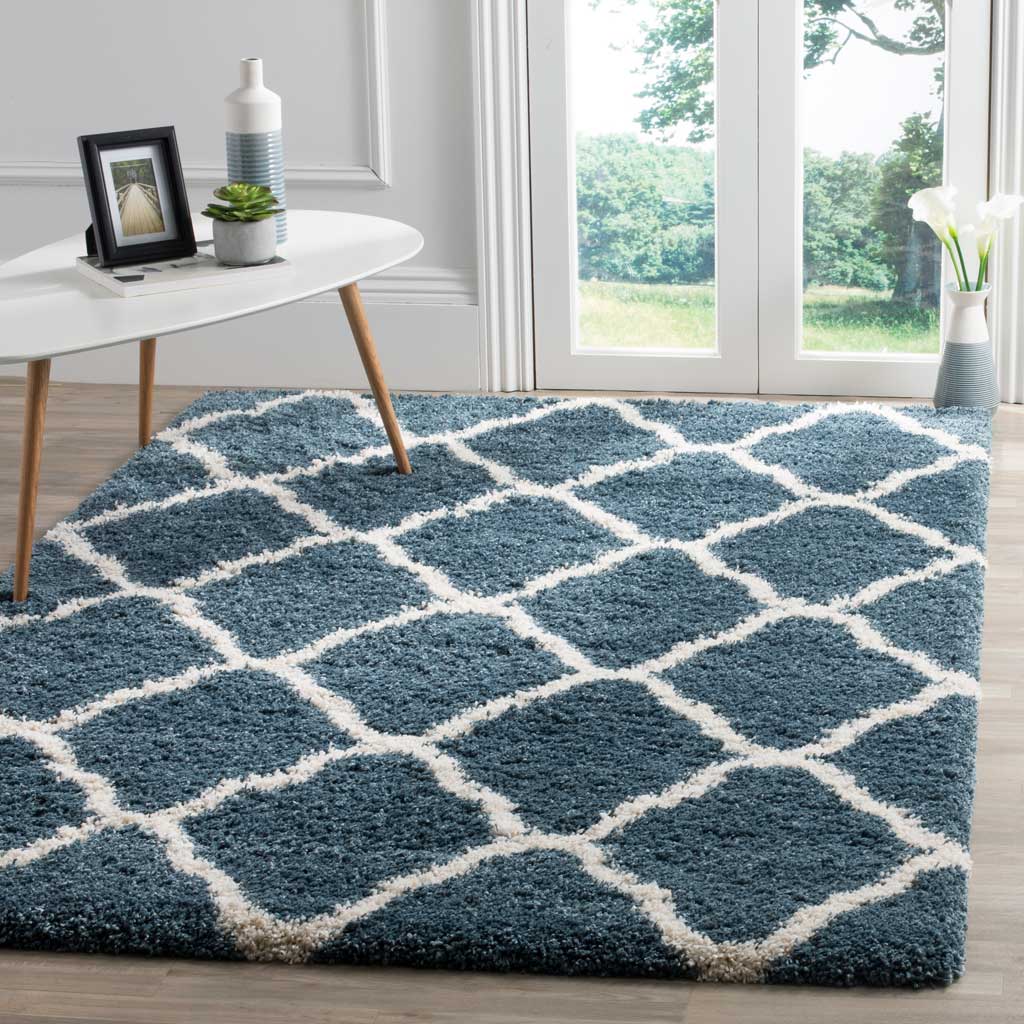 Hudson Shag Quatrefoil Slate Blue/Ivory Area Rug - Image 8