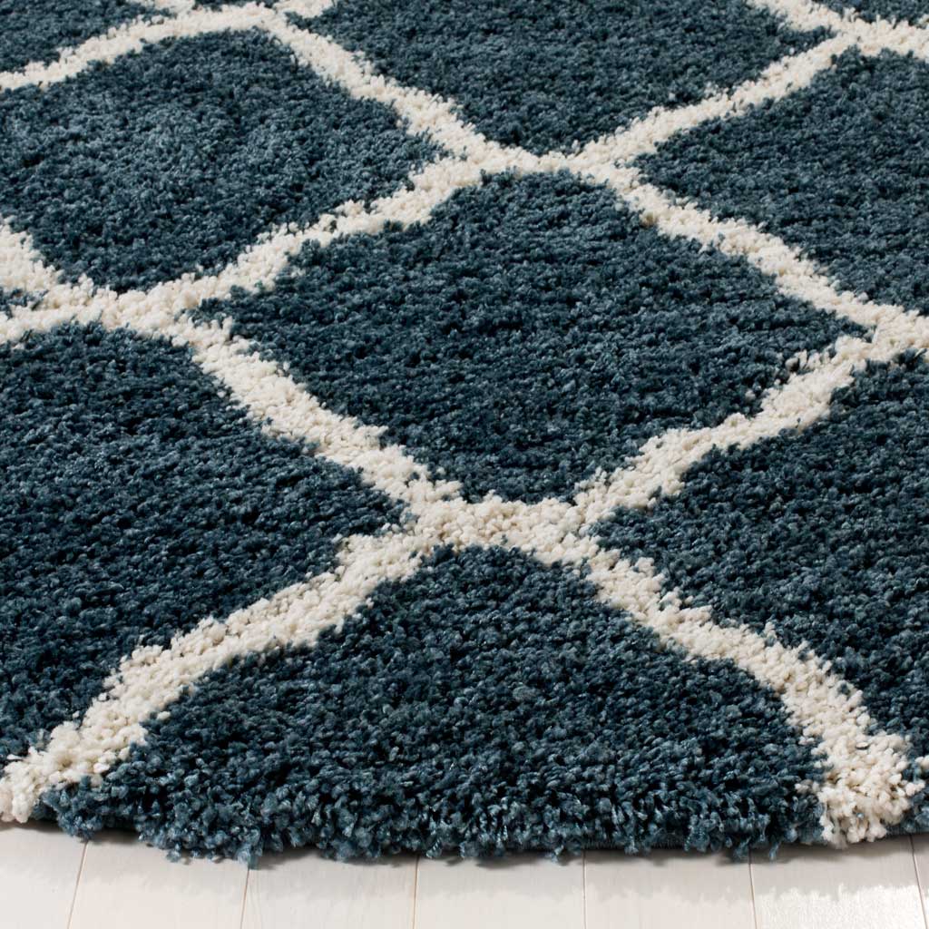 Hudson Shag Quatrefoil Slate Blue/Ivory Round Rug - Image 2