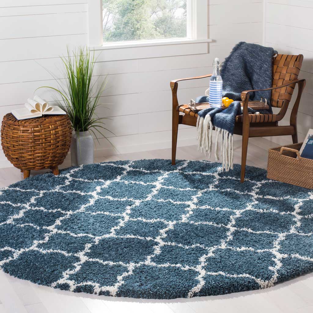 Hudson Shag Slate Blue/Ivory Round Rug - Image 3