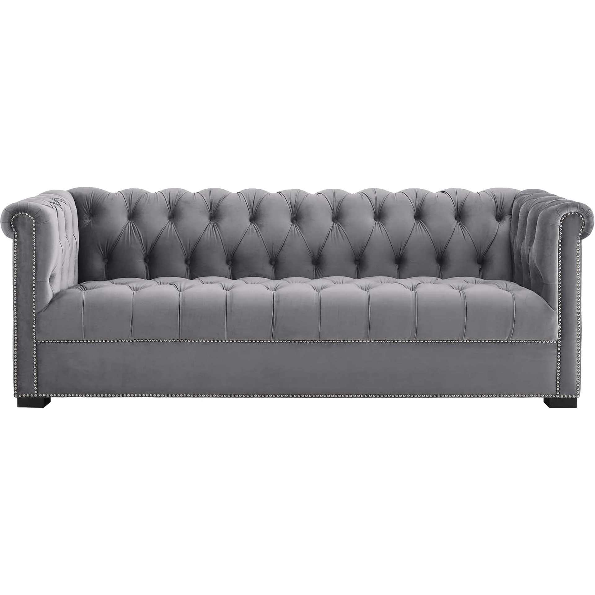 Hudson Upholstered Velvet Sofa Gray - Image 2