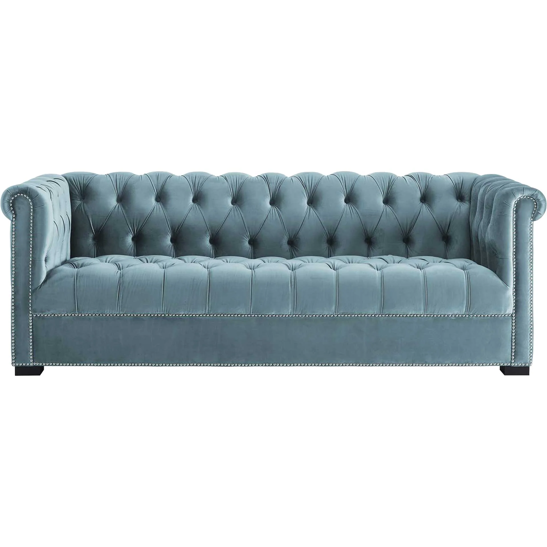 Hudson Upholstered Velvet Sofa Sea Blue - Image 2