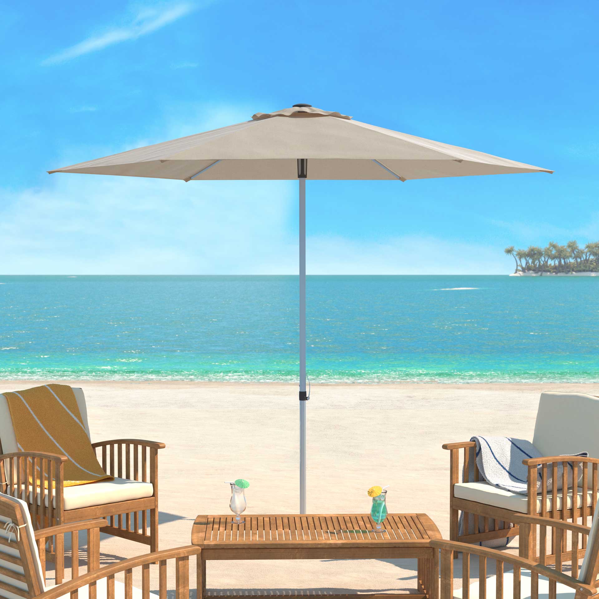 Hugh Uv Resistant Easy Glide Market Umbrella Beige - Image 3