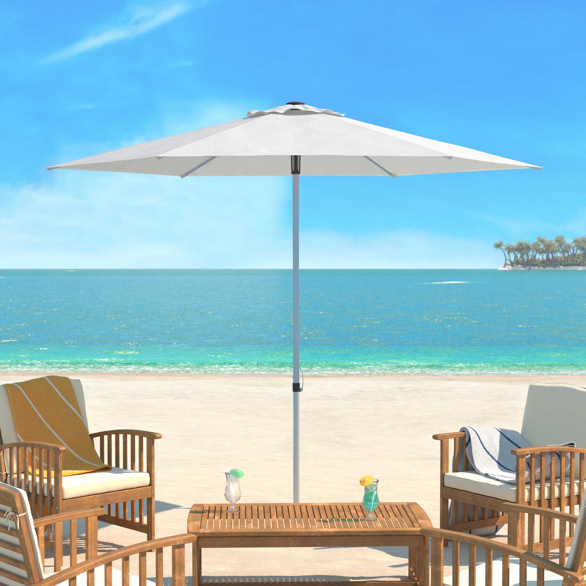 Hugh Uv Resistant Easy Glide Market Umbrella Natural - Image 3