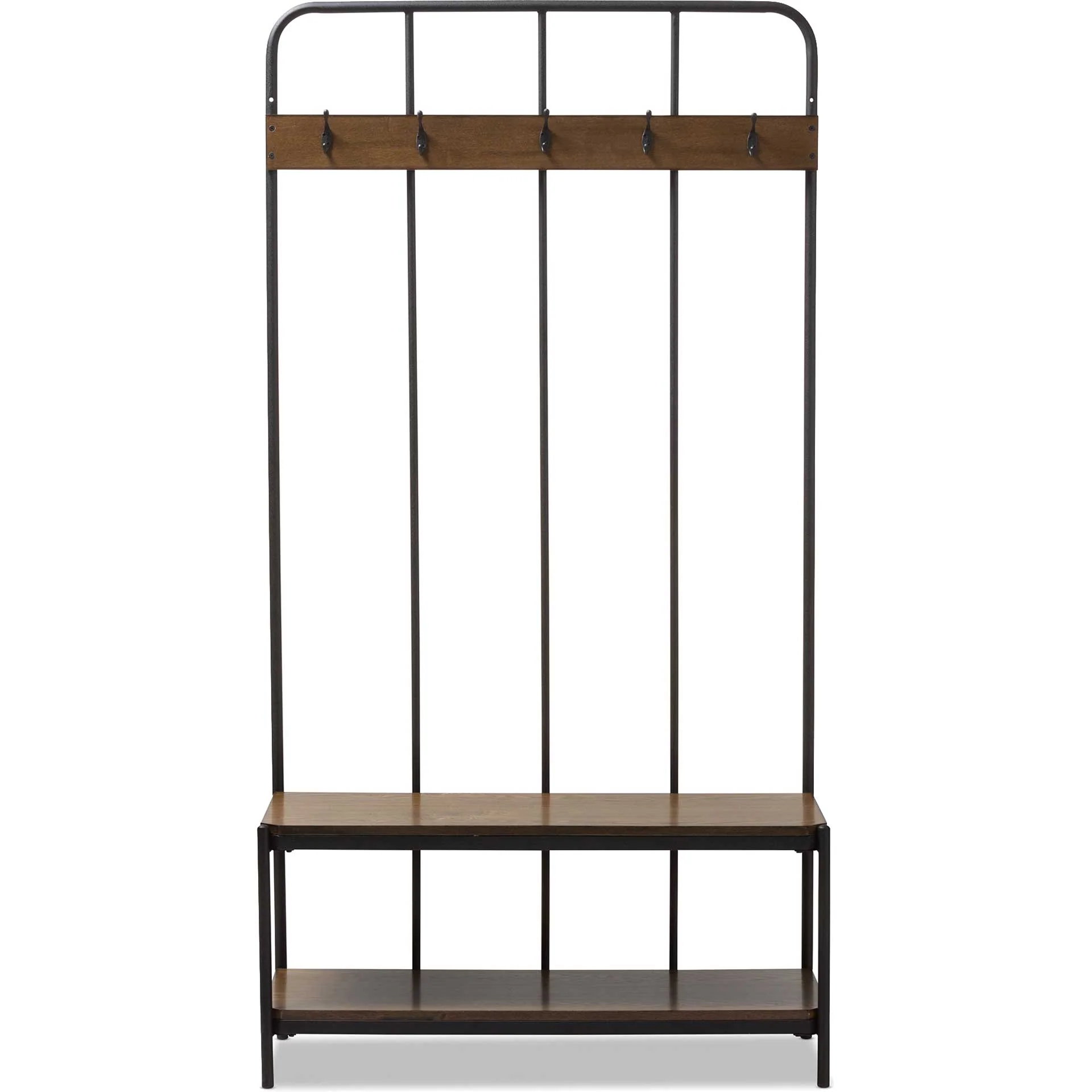 Humaira Entryway Hall Tree Hanger Black/Walnut - Image 2