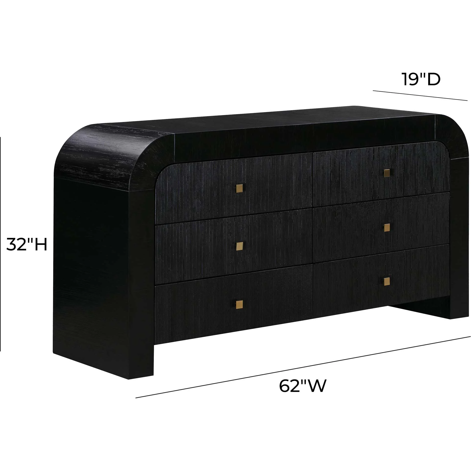 Hydra 6 Drawer Dresser Black - Image 9
