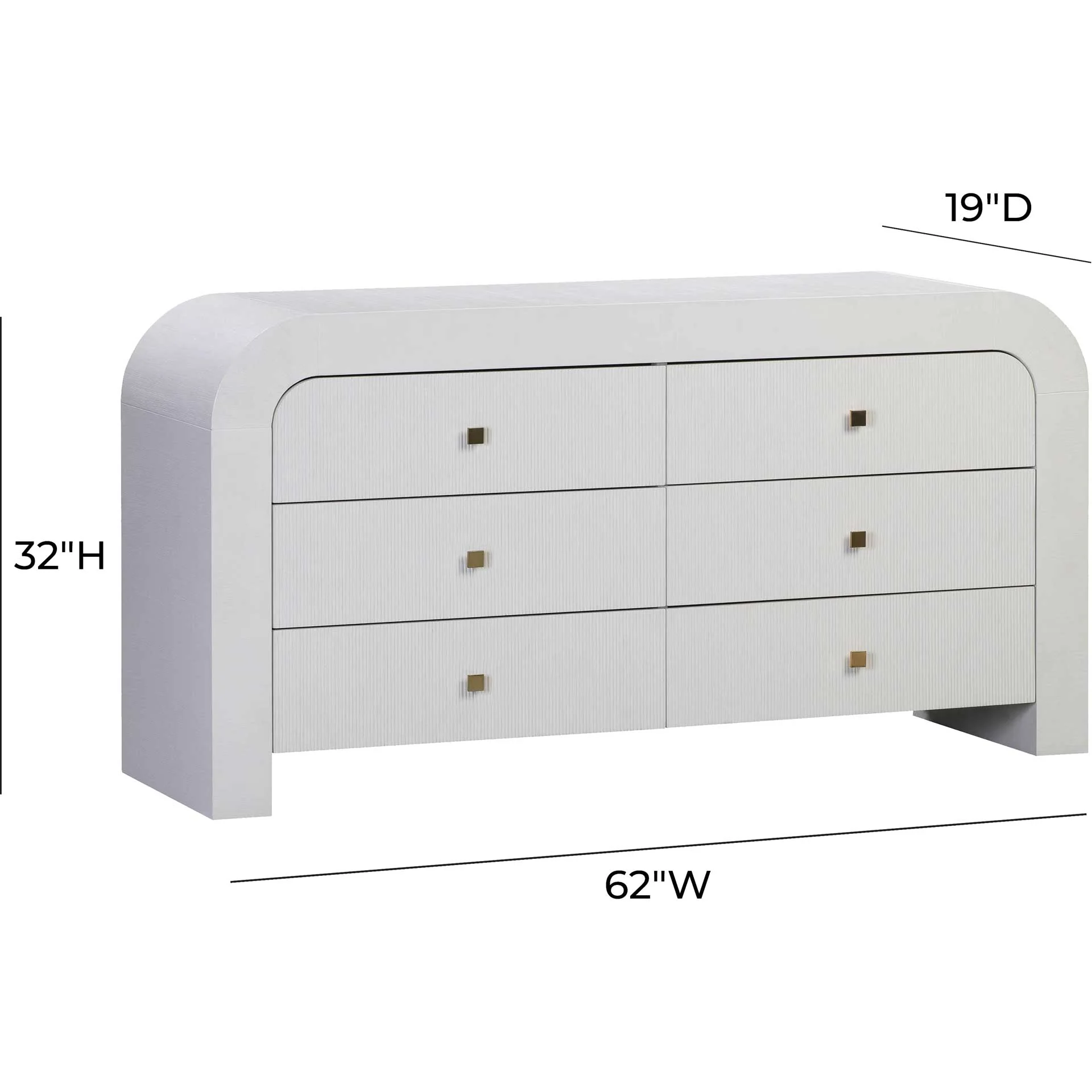 Hydra 6 Drawer Dresser White - Image 7