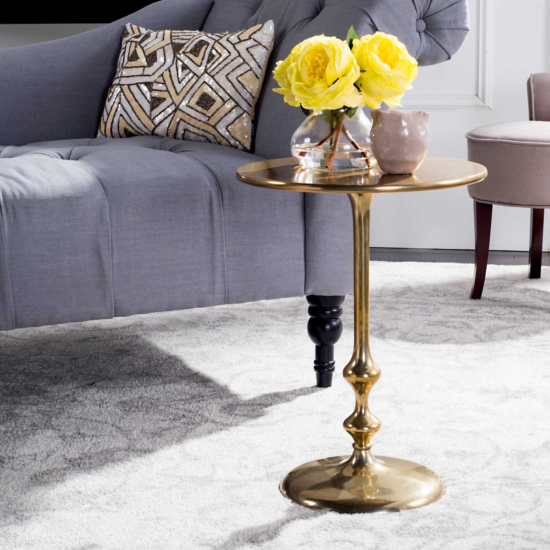 Hygge Round Side Table Antique Brass - Image 6