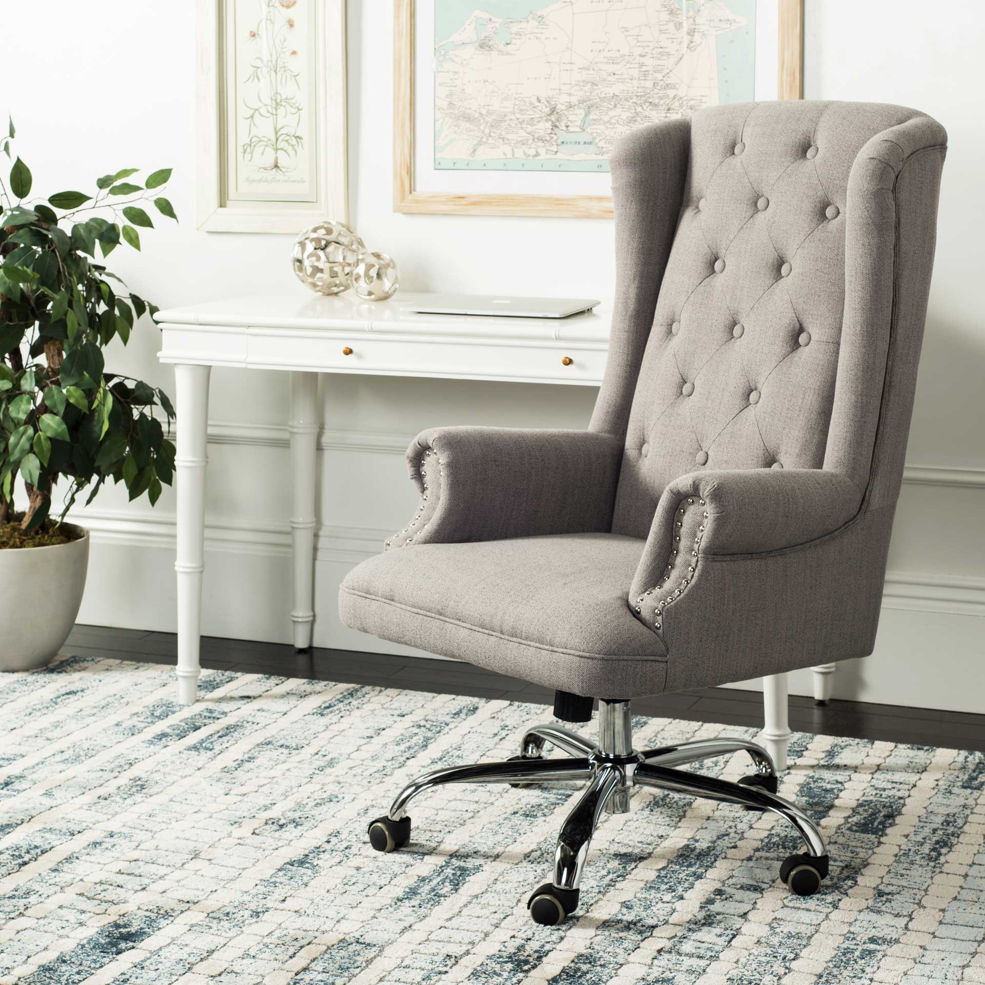 Iago Linen Chrome Leg Swivel Office Chair Gray/Chrome - Image 6