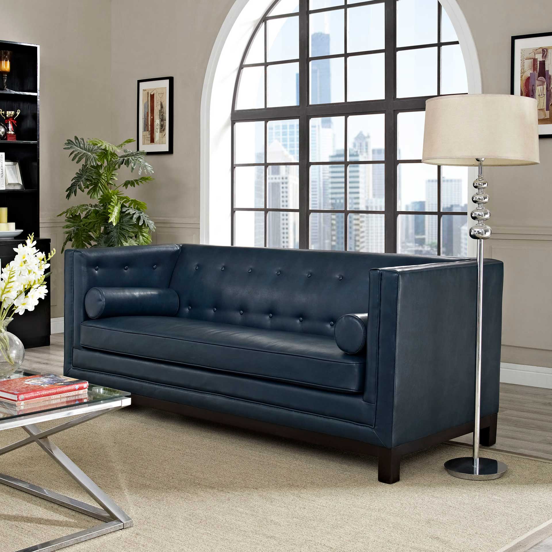 Identity Bonded Leather Sofa Blue - Image 4