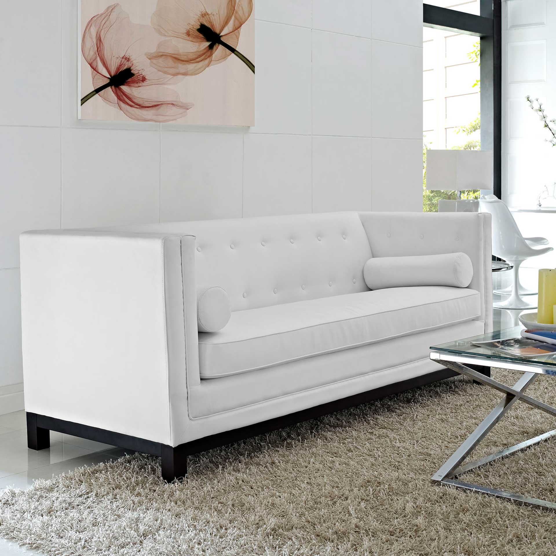 Identity Bonded Leather Sofa White - Image 4