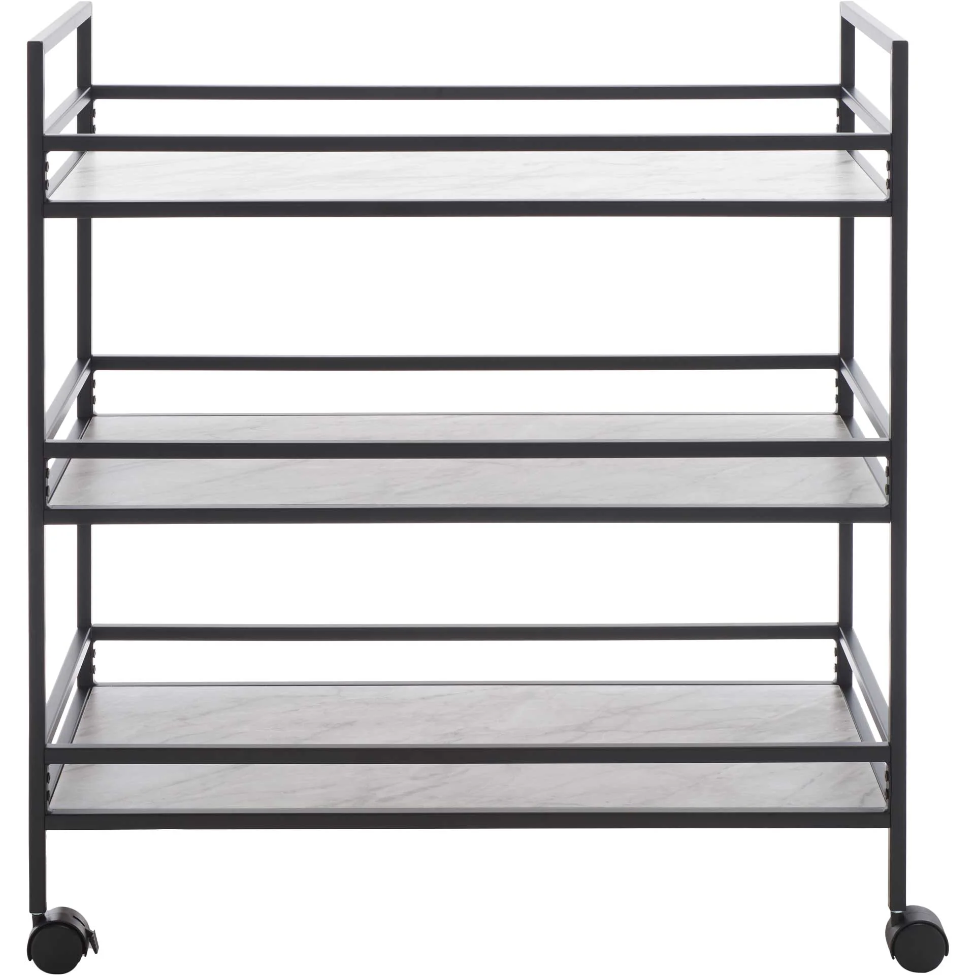 Idris 3 Tier Bar Cart Matte Black/Marble - Image 2