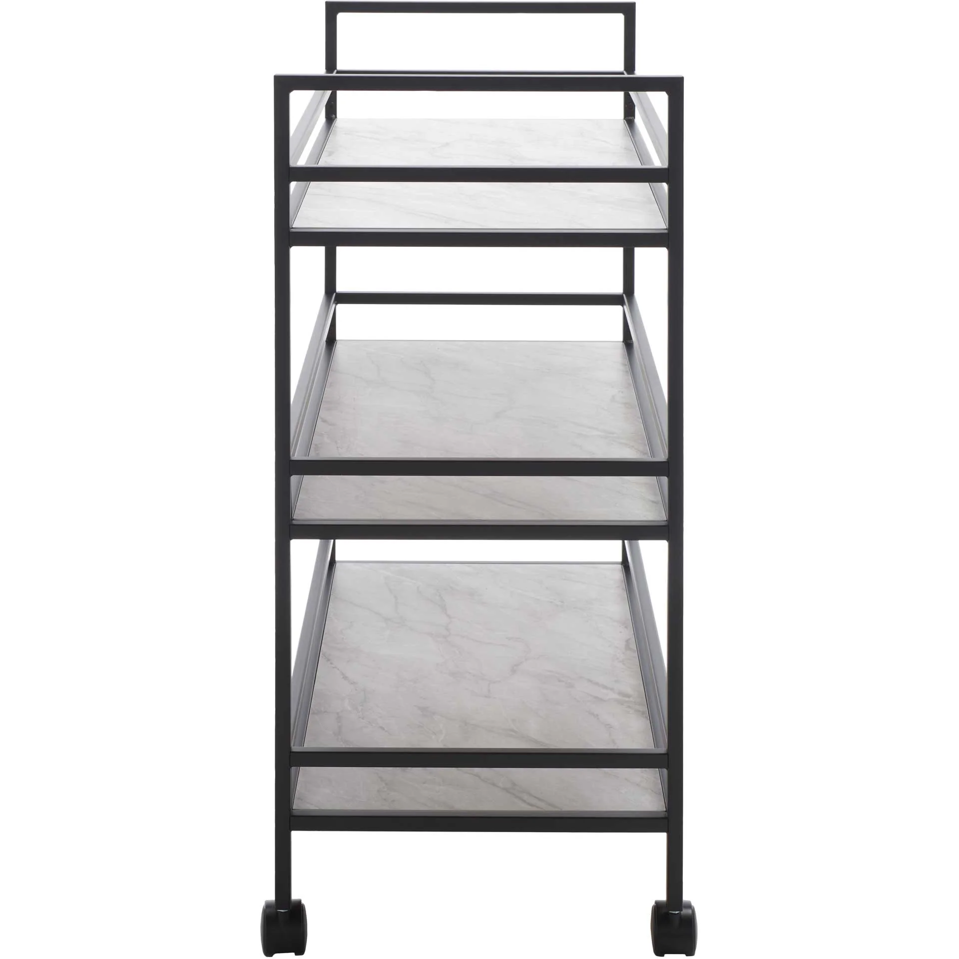 Idris 3 Tier Bar Cart Matte Black/Marble - Image 3