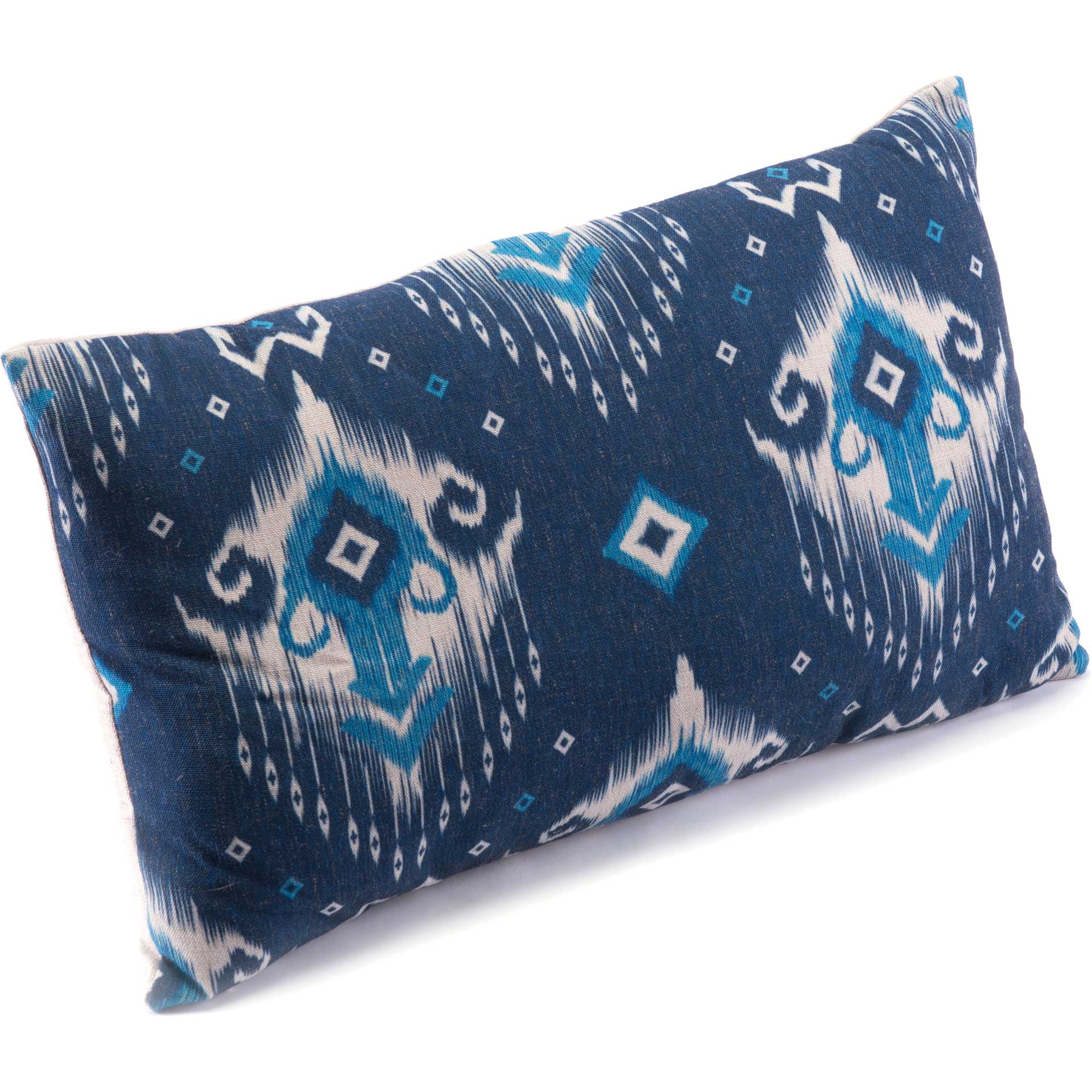 Ikat Pillow 1 Blue/Natural - Image 2