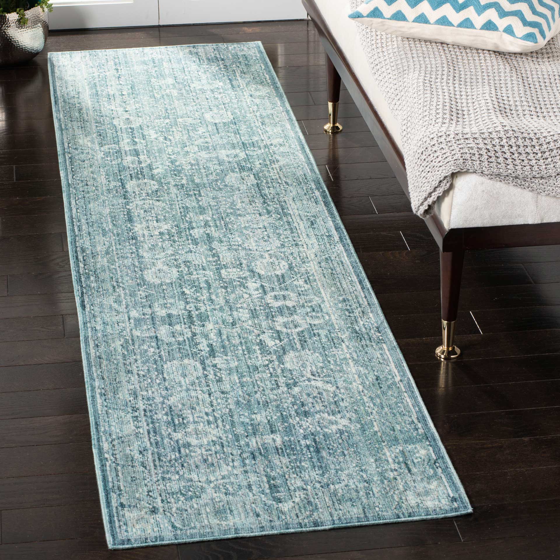 Illusion Blue/Ivory Runner Rug - Image 2