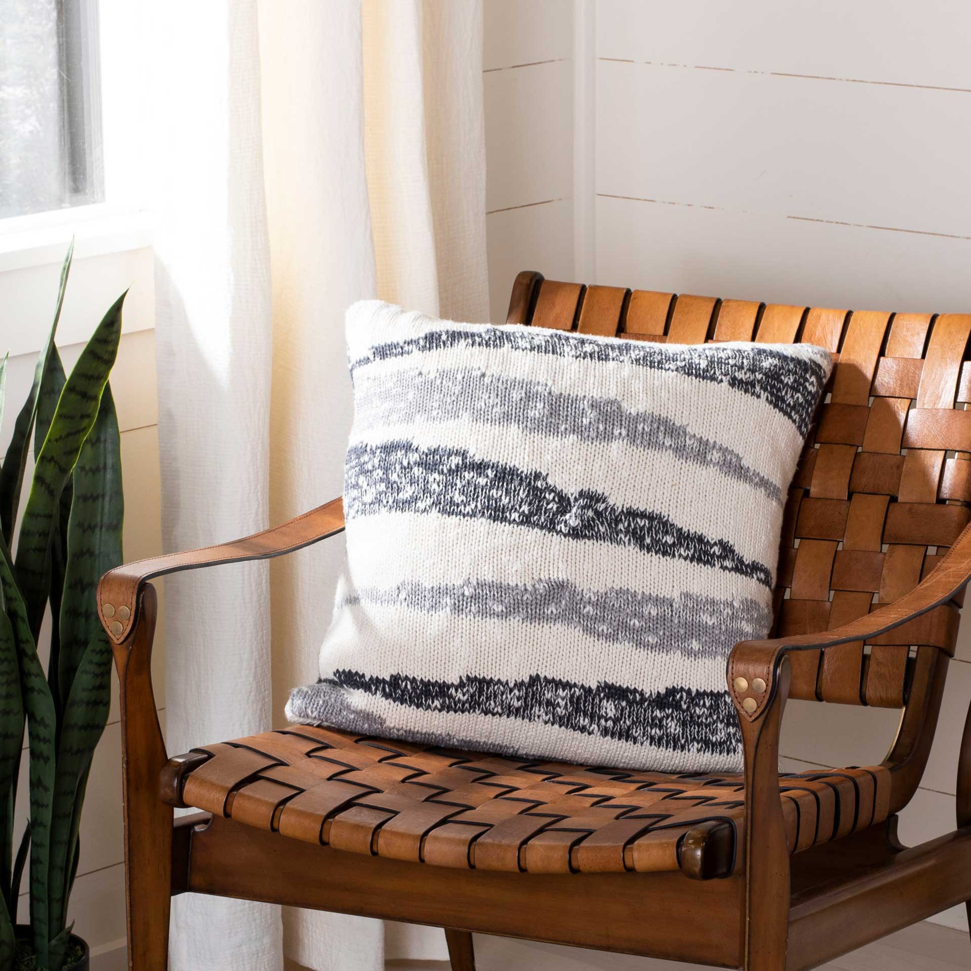 Iman Knit Pillow Dark Gray/Light Gray/Natural - Image 2