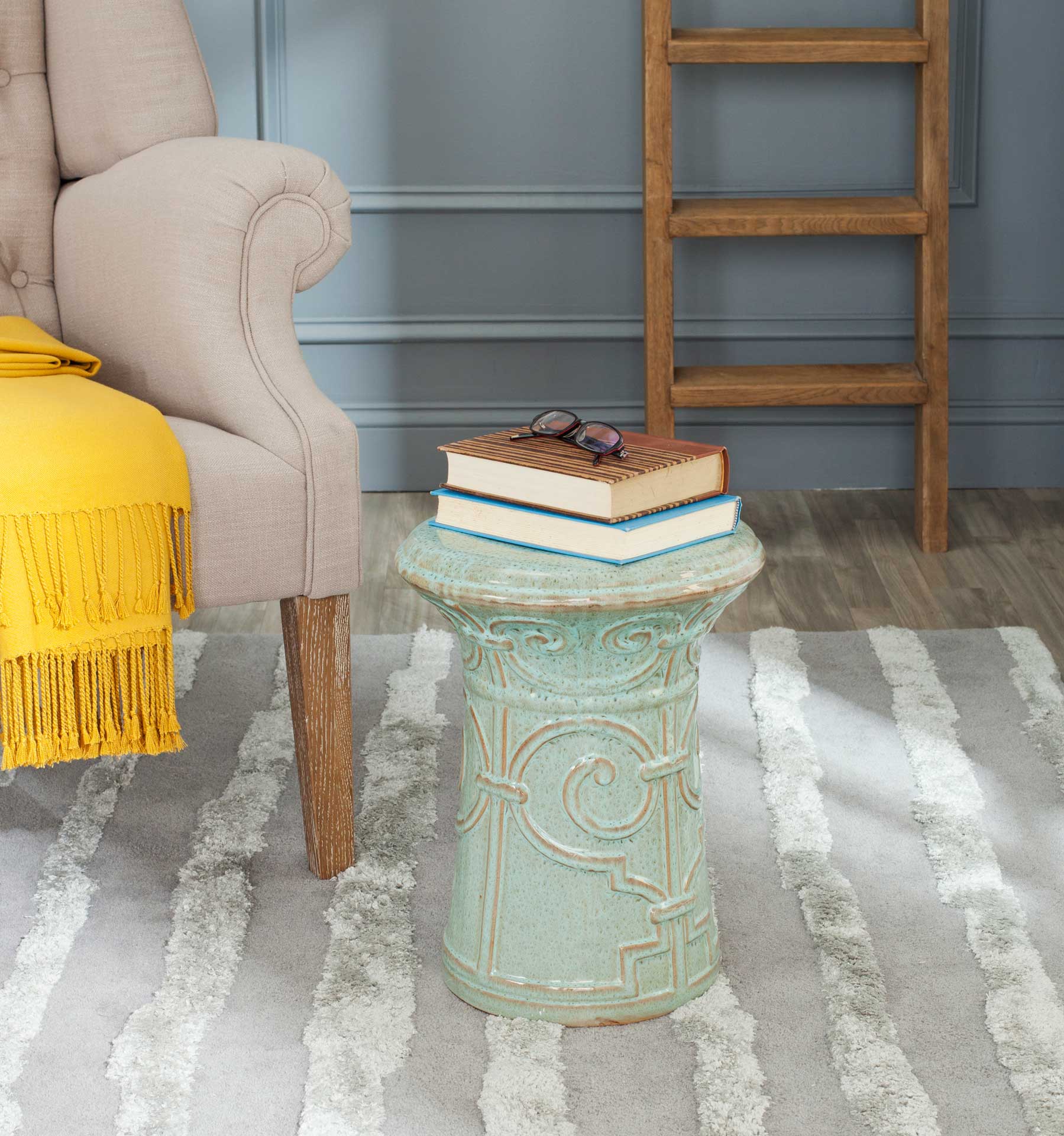 Imperial Garden Stool Blue - Image 3
