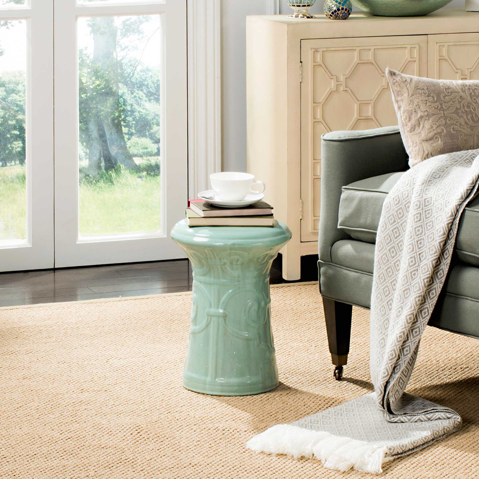 Imperial Garden Stool Light Aqua - Image 3