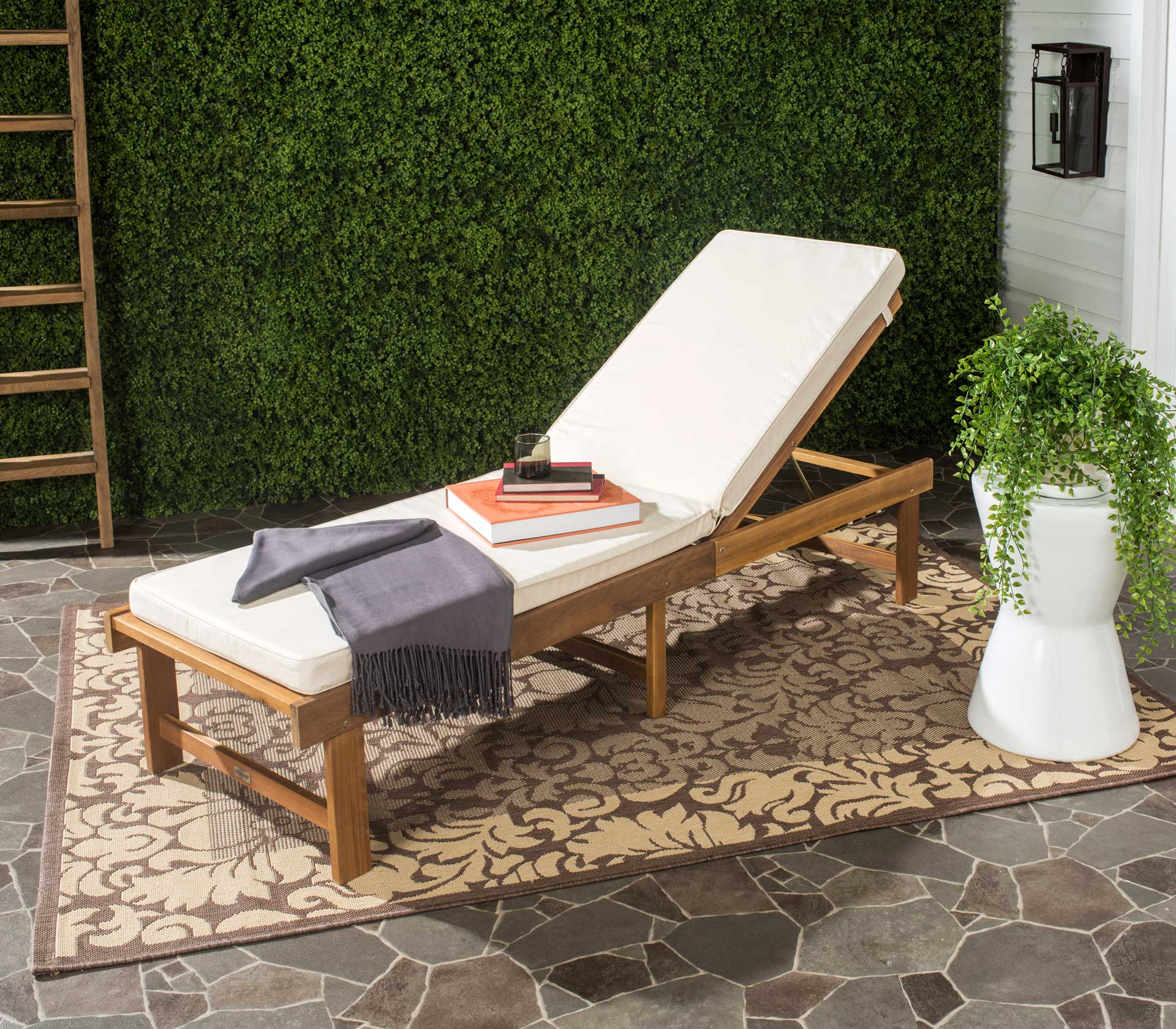 Inaki Chaise Lounge Chair Teak Brown/Beige - Image 4