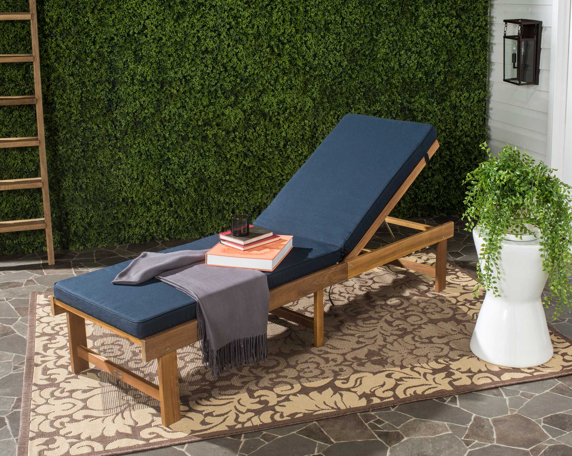 Inaki Chaise Lounge Chair Teak Brown/Navy - Image 5