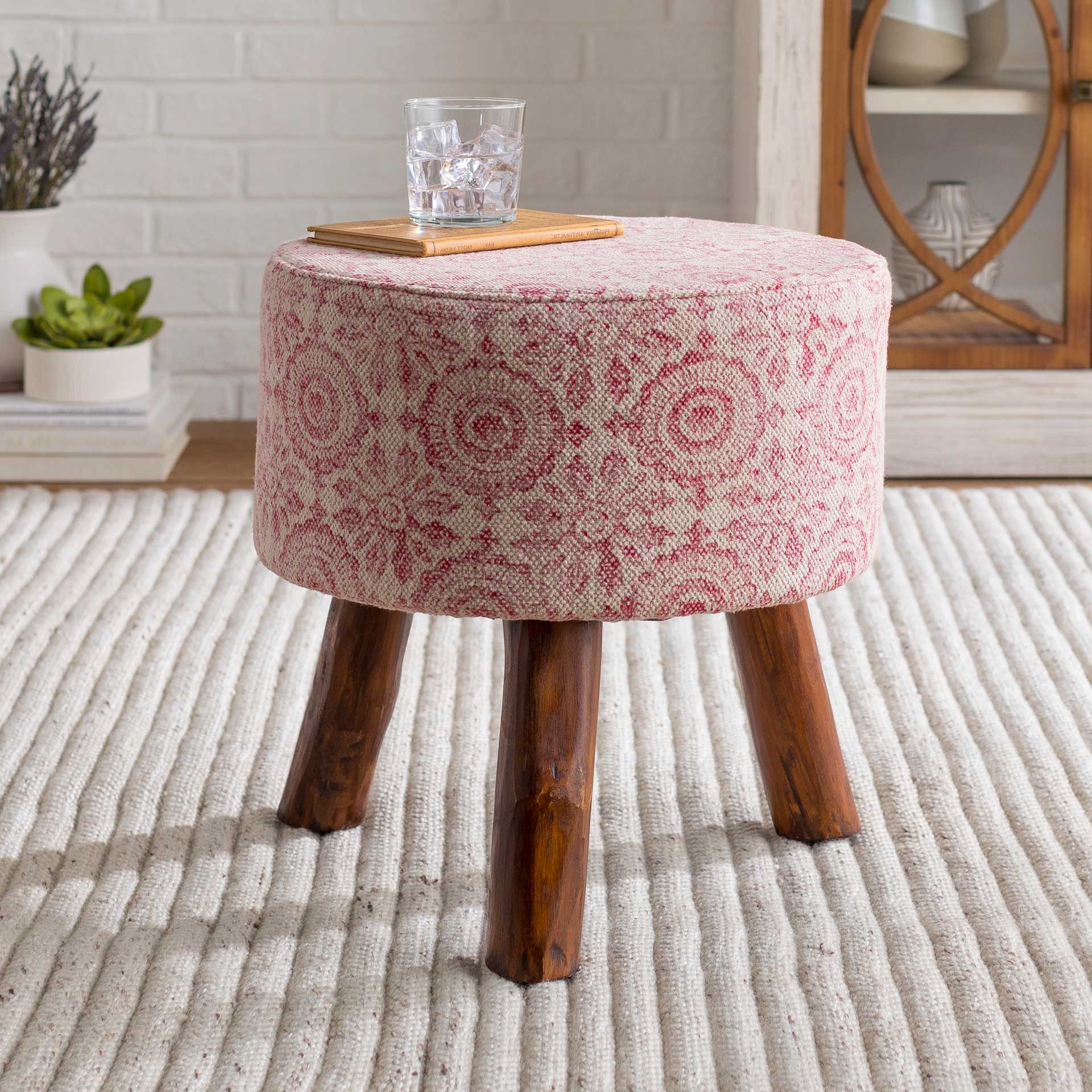 Inaya Stool Bright Pink/White - Image 3