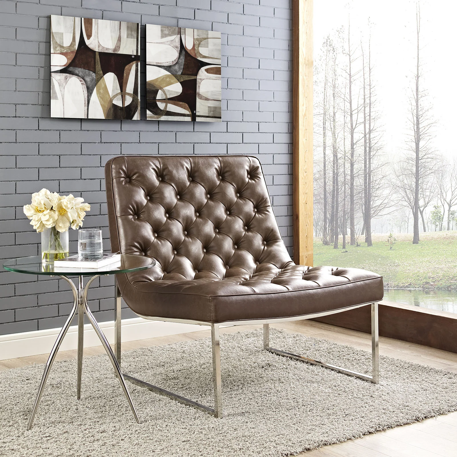 Indiana Memory Foam Lounge Chair Brown - Image 4